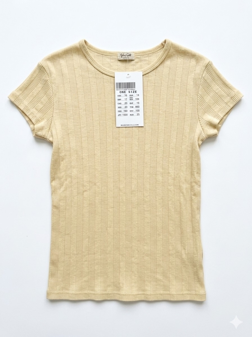 Brandy Melville  (John Galt) Ribbed Short-Sleeve Tee - Pale Yellow